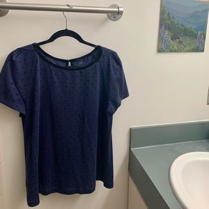 Navy and black velvet tee